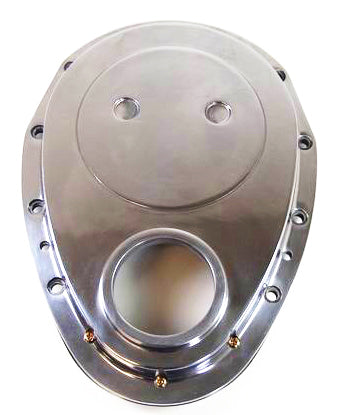 Racing Power Co-Packaged 2-Pc Timing Chain Cover SB Chevy Polished Alum RPCR6043