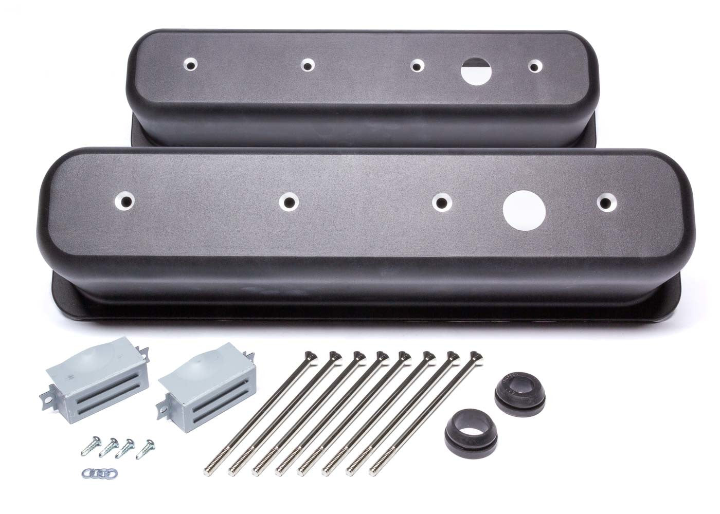 Racing Power Co-Packaged Black Aluminum SBC Valve Covers Center Bolt RPCR6146-1BK