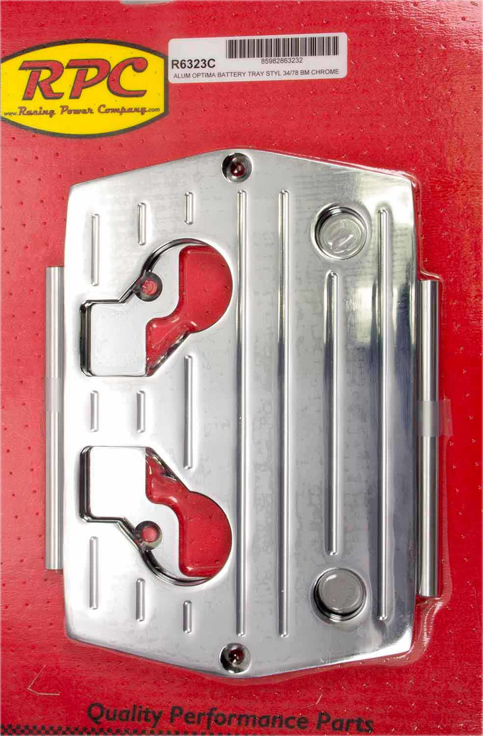 Racing Power Co-Packaged Optima Alum Ball Milled Battery Tray Chrome RPCR6323C