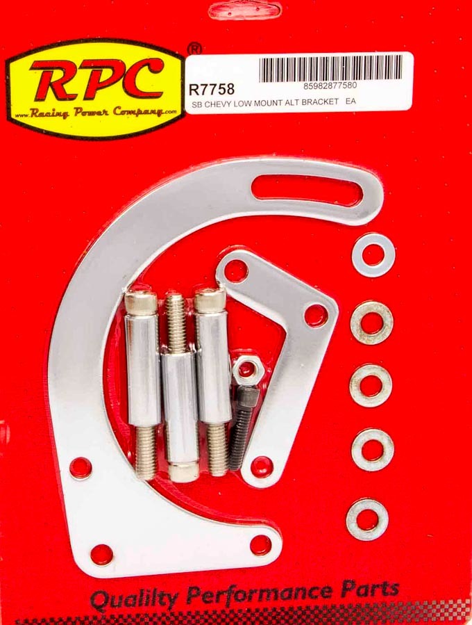 Racing Power Co-Packaged 55-69 SBC Steel Low Mt Alt Bracket Chrome RPCR7758