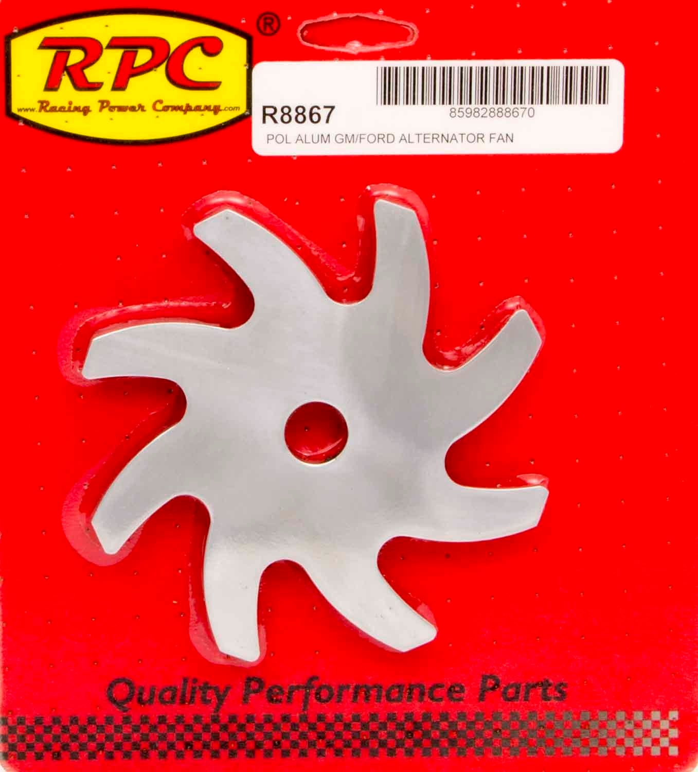 Racing Power Co-Packaged Alternator Pulley Fan Polished Aluminum RPCR8867