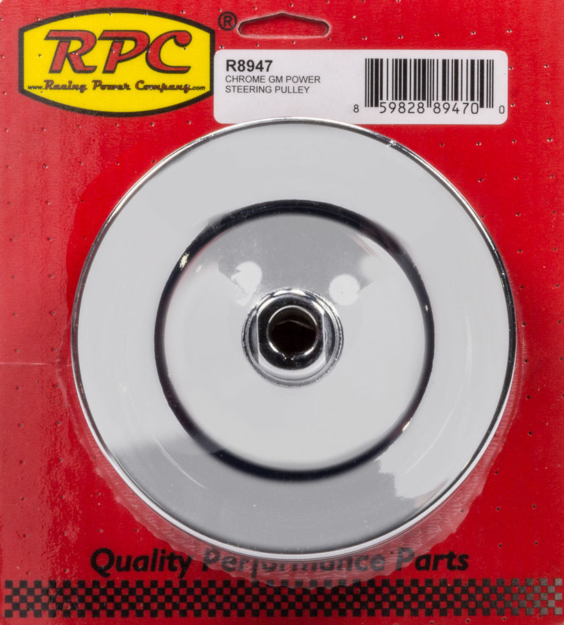 Racing Power Co-Packaged GM Power Steering Pulley 2 Groove Chrome RPCR8947