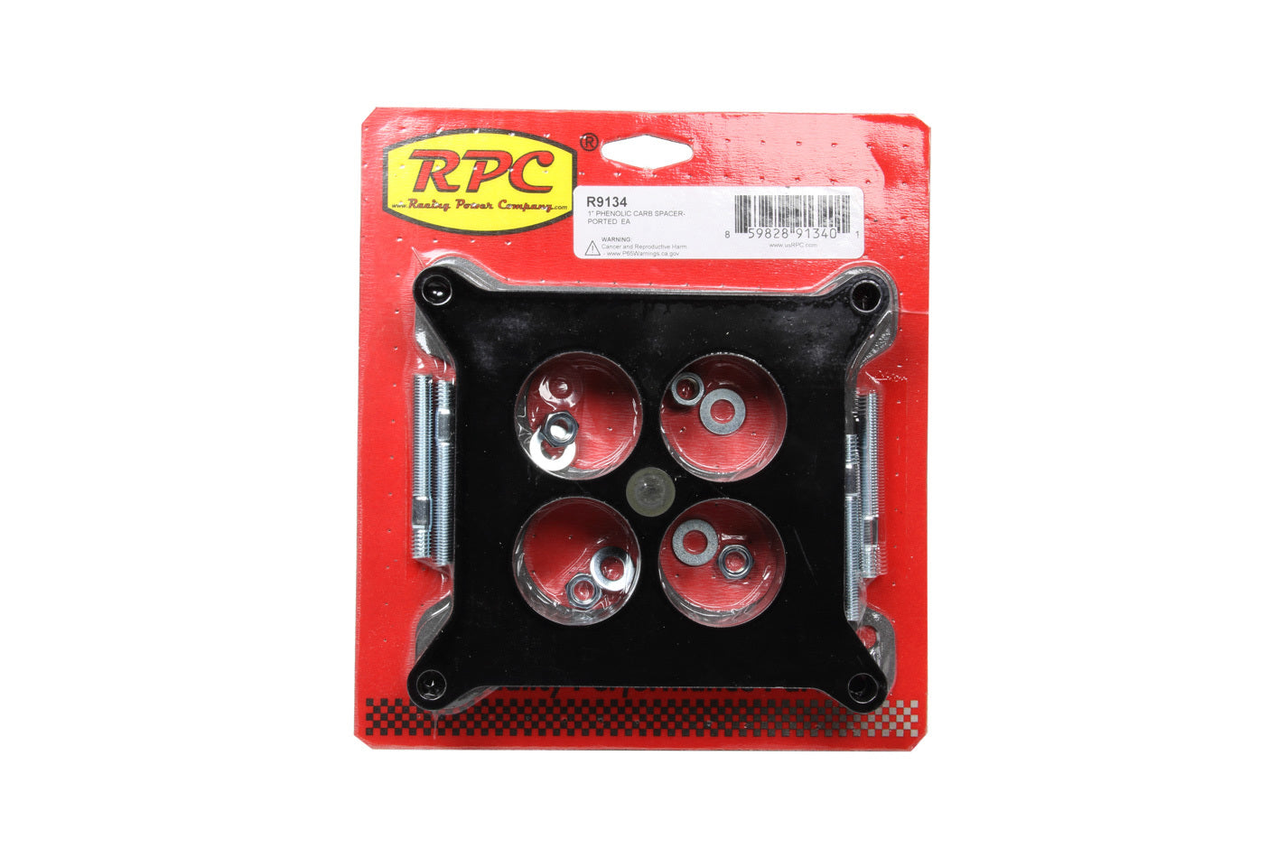 Racing Power Co-Packaged 1In Phenolic Carb Space r- Ported RPCR9134