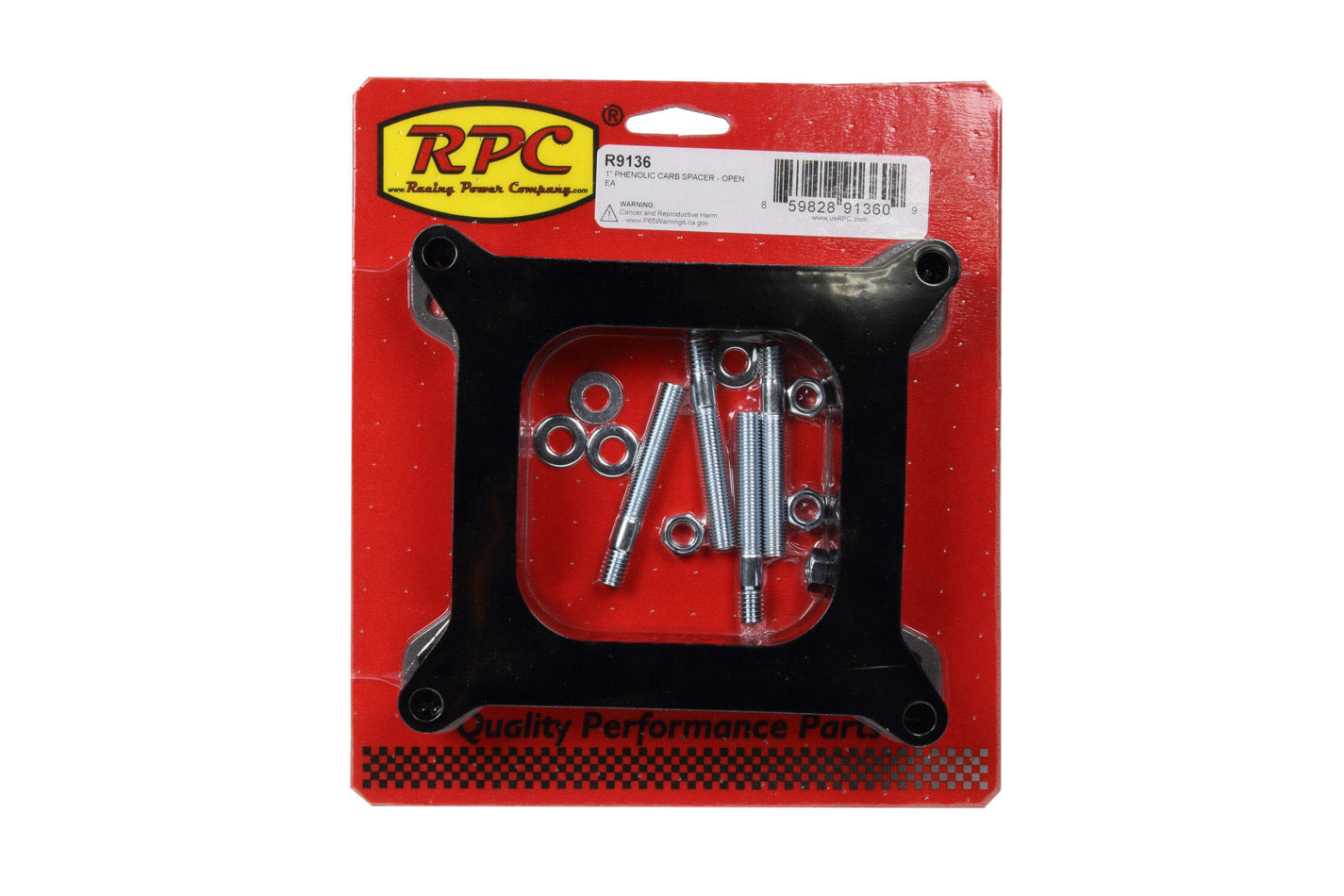 Racing Power Co-Packaged 1In Phenolic Carb Space r - Open RPCR9136