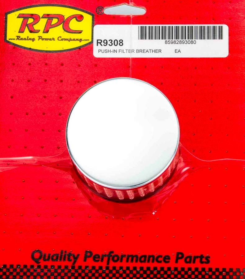 Racing Power Co-Packaged Chrome Push In Breather w/o Shield 3in Tall Each RPCR9308