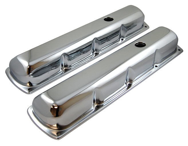 Racing Power Co-Packaged Chrome Steel Oldsmobile Tall Valve Cover Pair RPCR9395