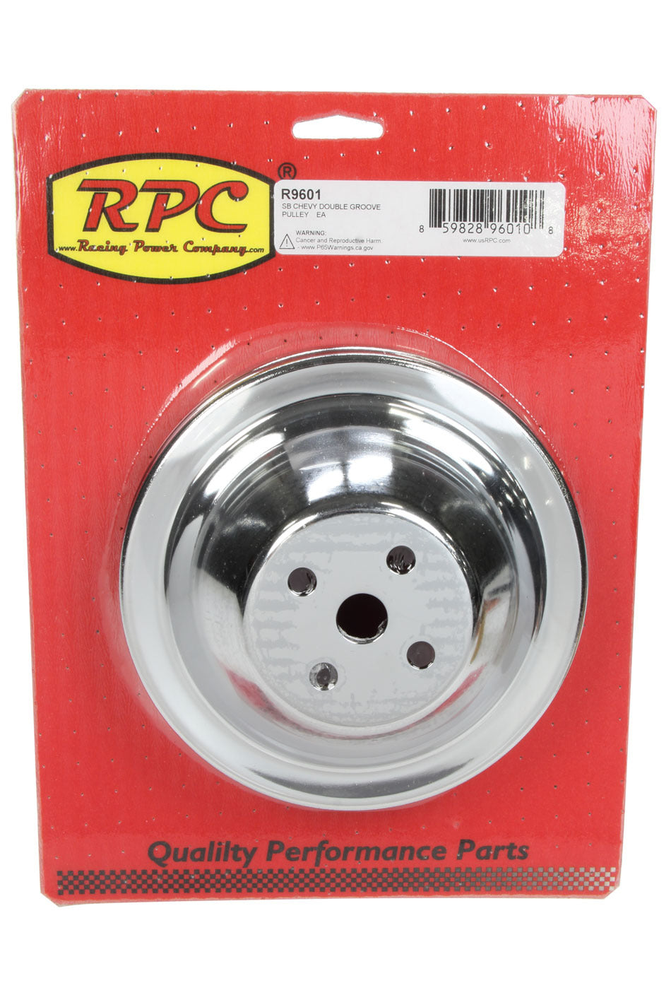 Racing Power Co-Packaged SBC SWP 2 GROOVE WATER P UMP PULLEY CHROME RPCR9601