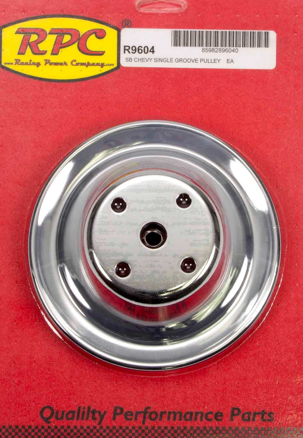 Racing Power Co-Packaged Chrome Steel Water Pump Pulley Long SBC 6.3 Dia RPCR9604