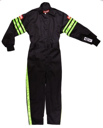 Racequip Black Suit Single Layer Kids XX-Small Green Trim RQP1950790