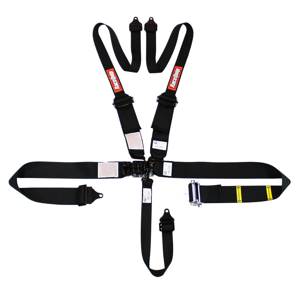 Racequip 5pt Harness HNR Ratchet L&L Black RQP815005