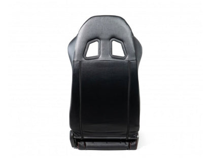NRG Reclinable Racing Seat, Black Leather, Red Stitching w/ Logo