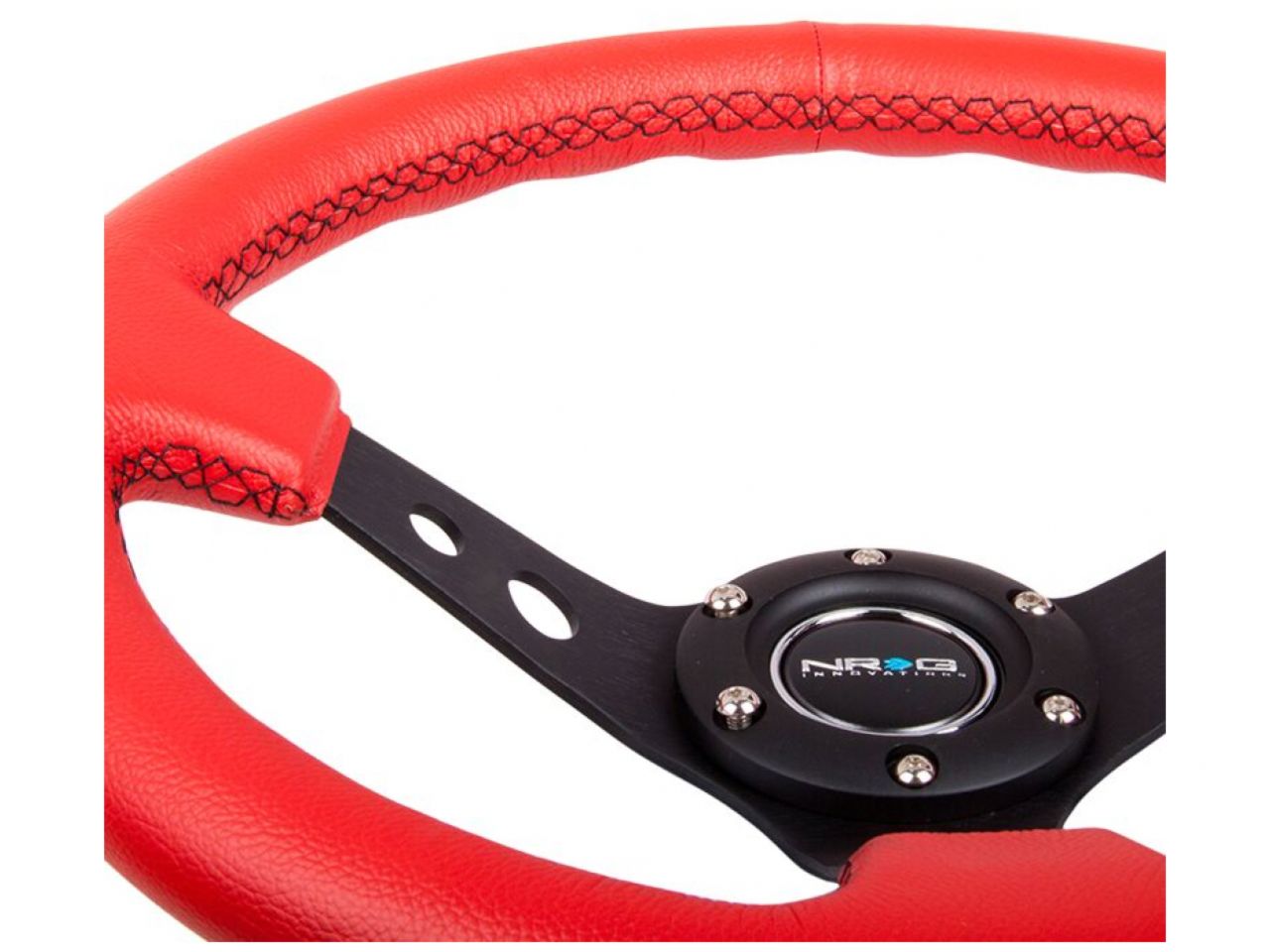 NRG Reinforced Steering Wheel - 350mm Sport Steering Wheel (3" Deep) - Bla