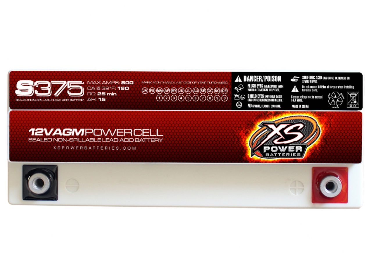 XS Power 12V AGM Starting Battery, Max Amps 800A, CA: 190A