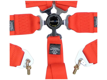 NRG Seat Belt Harness FIA Approved 5pt 3 inch / Cam Lock - Red