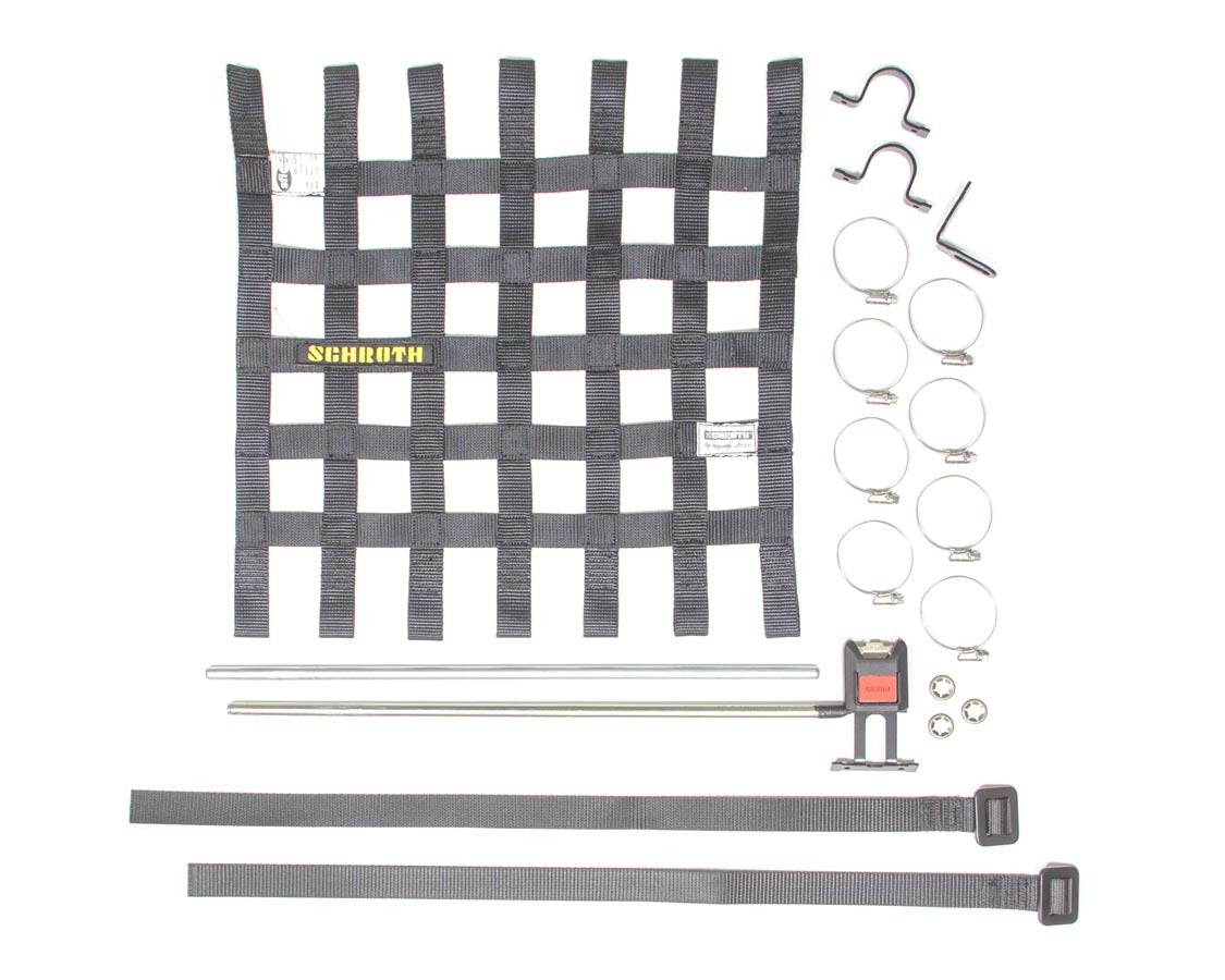 Schroth Racing Window Net Kit Black 16in x 16in w/Hardware SRBSR09043-0