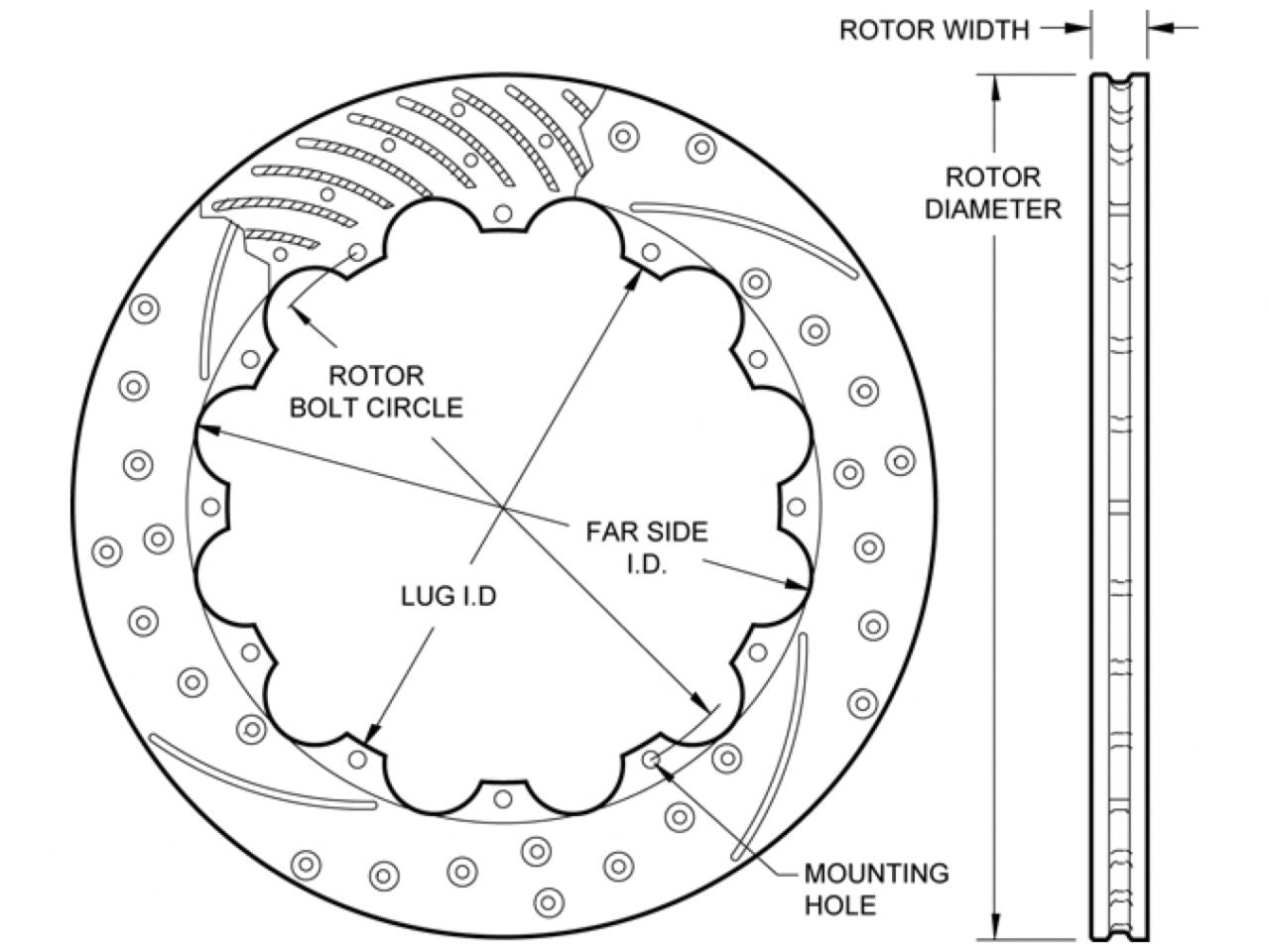 Wilwood Rotor-GT60 SPC-37-LH-Drill-Blk, 16.00 x 1.38 - 12 on 10.75"