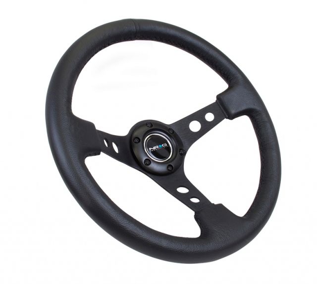 NRG Reinforced Steering Wheel - 350mm Sport Steering Wheel (3" Deep) - Bla