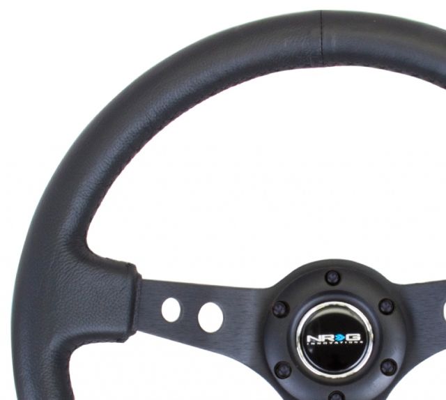 NRG Reinforced Steering Wheel - 350mm Sport Steering Wheel (3" Deep) - Bla