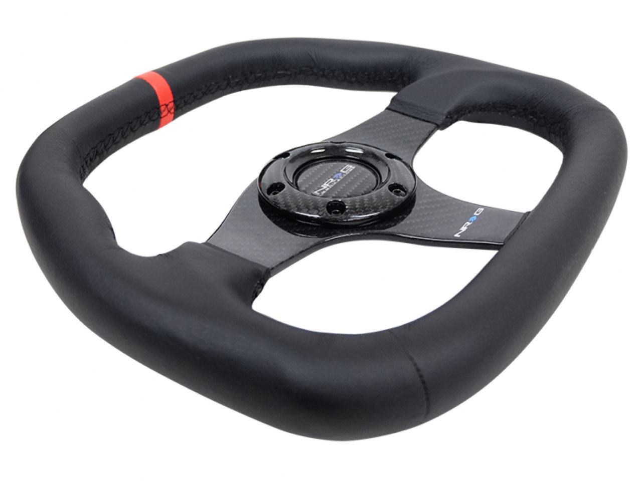 NRG Carbon Fiber Steering Wheel 320mm Black CF Center W/ Black Stitch Red