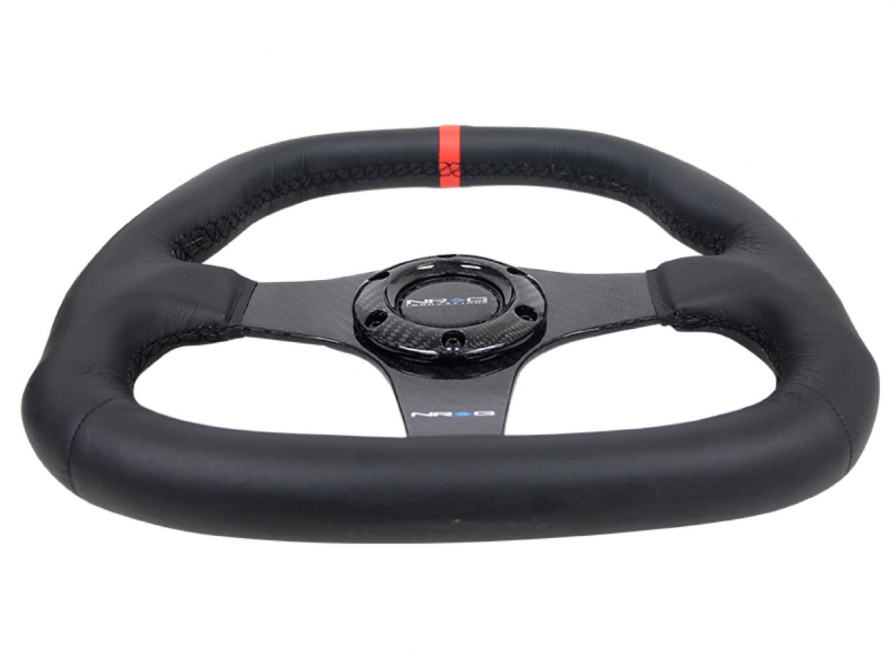 NRG Carbon Fiber Steering Wheel 320mm Black CF Center W/ Black Stitch Red