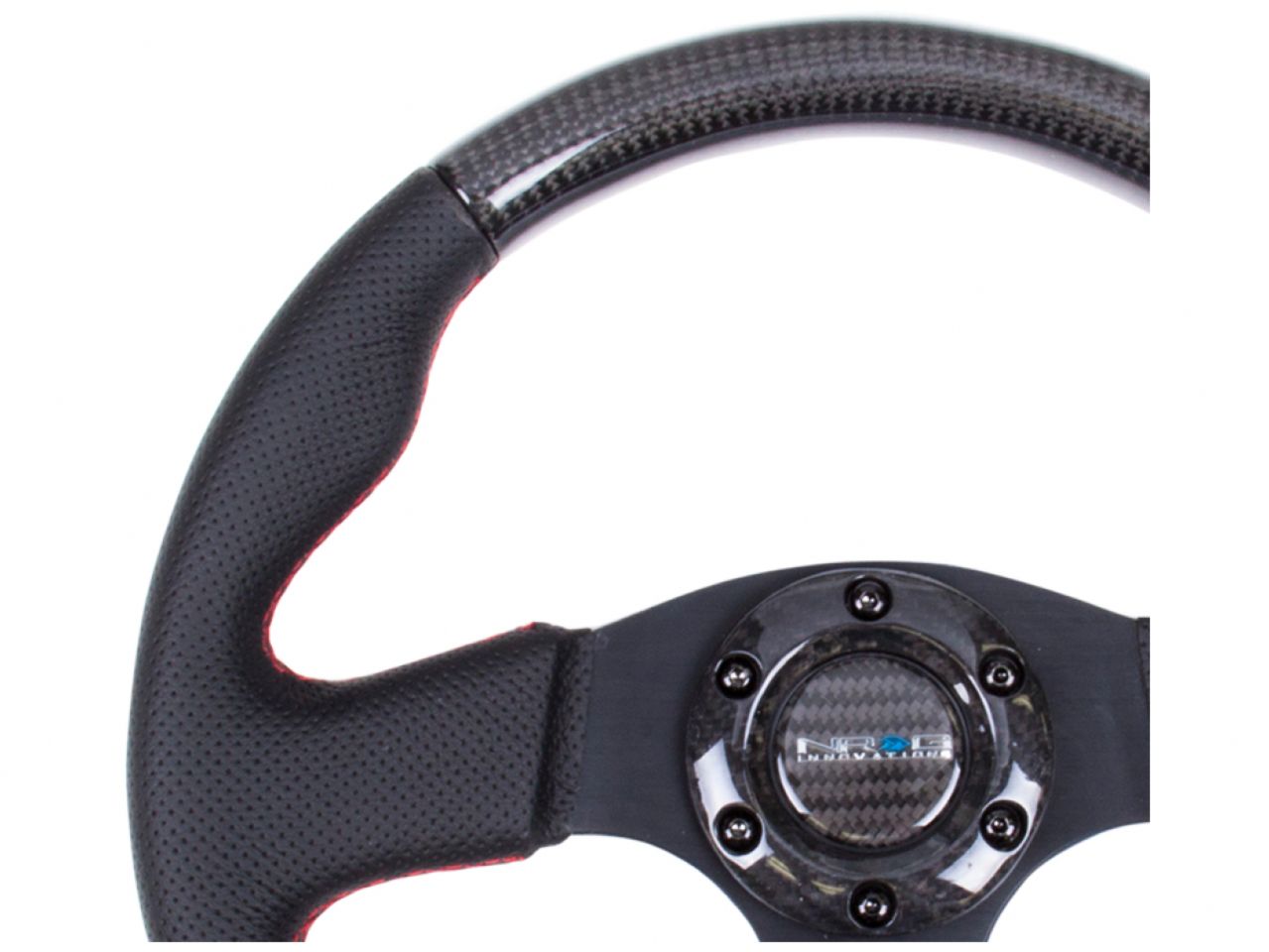 NRG Carbon Fiber Steering Wheel 315mm W/ Red Stitching