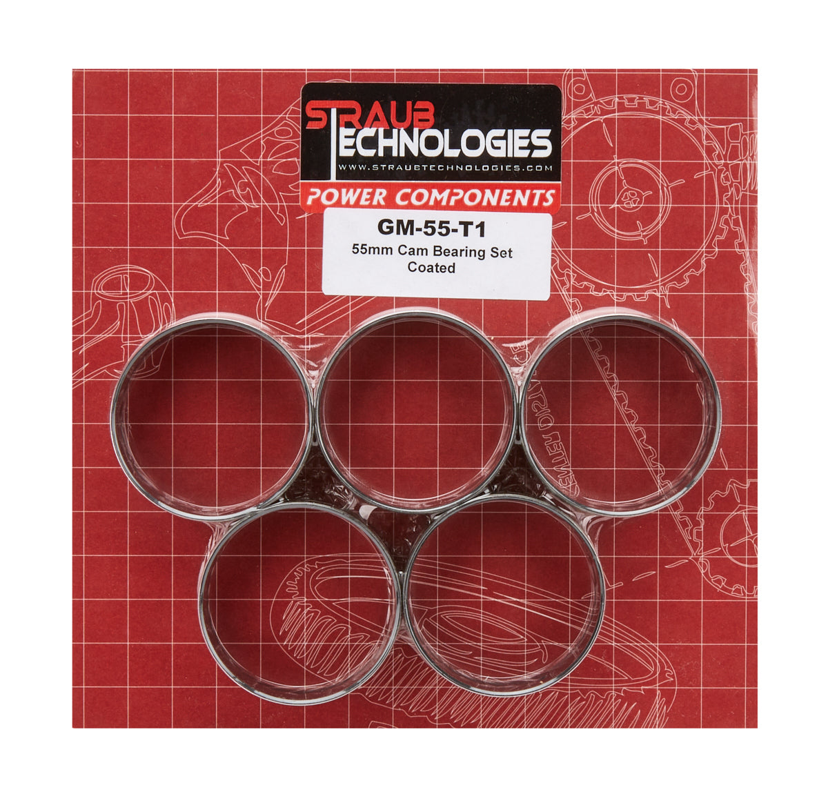 Straub Technologies Inc. 55mm Babbit Cam Bearing Set -Coated w/1 Hole STTSTRGM-55-T1