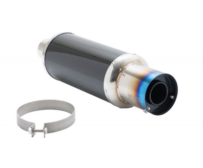 Megan Racing Muffler Universal for 2006 Audi A4 Quattro - Carbon Fiber, Titanium Tip, 4" Burnt MR-MU-MSPEC2
