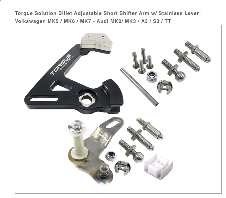 Torque Solution Adjustable Short Shifter: Volkswagen MK5 / MK6 / MK7 - Audi MK2/ MK3 / A3 / S3 / TT