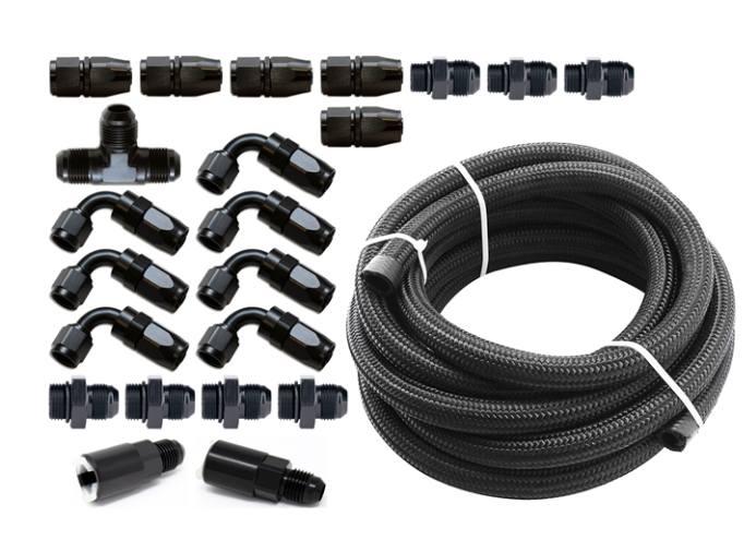 Torque Solution Braided Fuel Line Kit for -6 Aeromotive FPR: Subaru WRX 02-14, STI 07-21, LGT 07-12, FXT 06-13