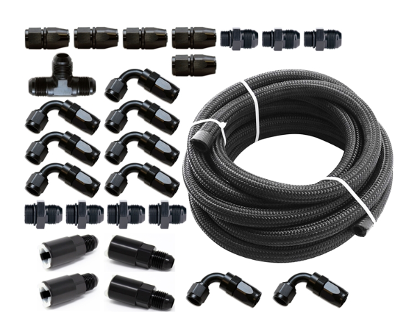 Torque Solution Braided Fuel Line Kit for -6 Aeromotive FPR: Subaru WRX 02-14, STI 07-21, LGT 07-12, FXT 06-13