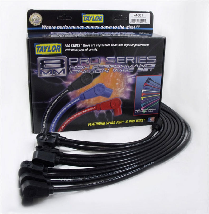 Taylor/Vertex Spiro Pro Custom 8 Cyl Plug Wire Set Black TAY74001