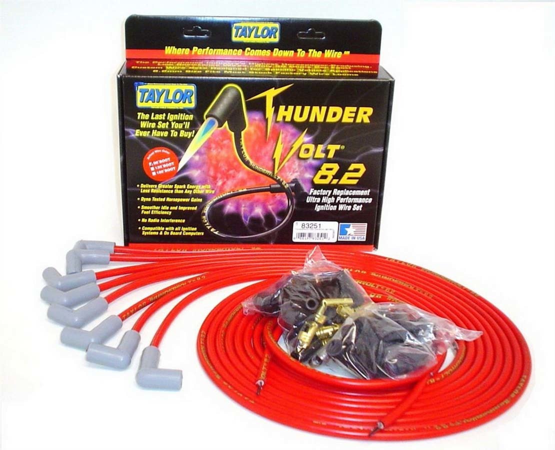 Taylor/Vertex Univ Thundervolt Plug Wire Ste 90 deg Red TAY83251