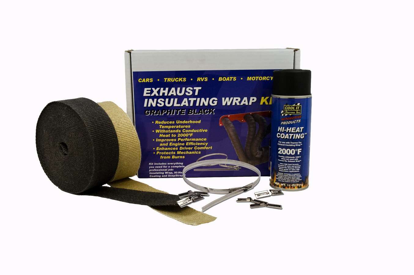 Thermo-Tec Exhaust Wrap Kit 2" Black 1 Roll