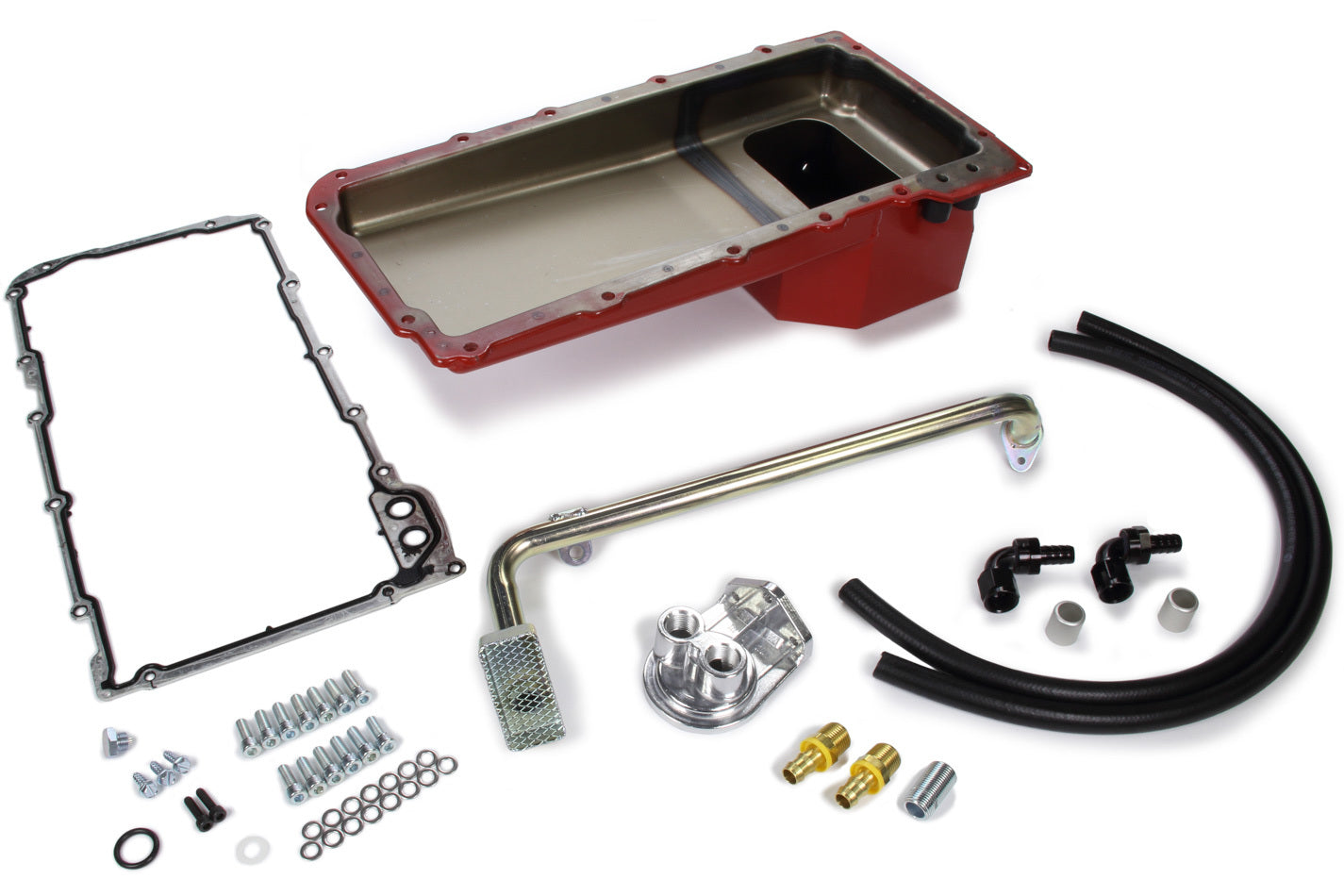 Trans-Dapt 67-69 Camaro Red Pan LS Swap Oil Pan/Filter Kit TRA0175