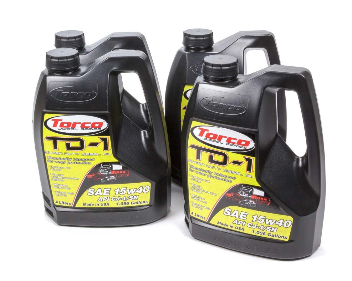 Torco TD-1 Super Diesel 15w40 Case 4 x 4-Liter Bottles TRCA181540S