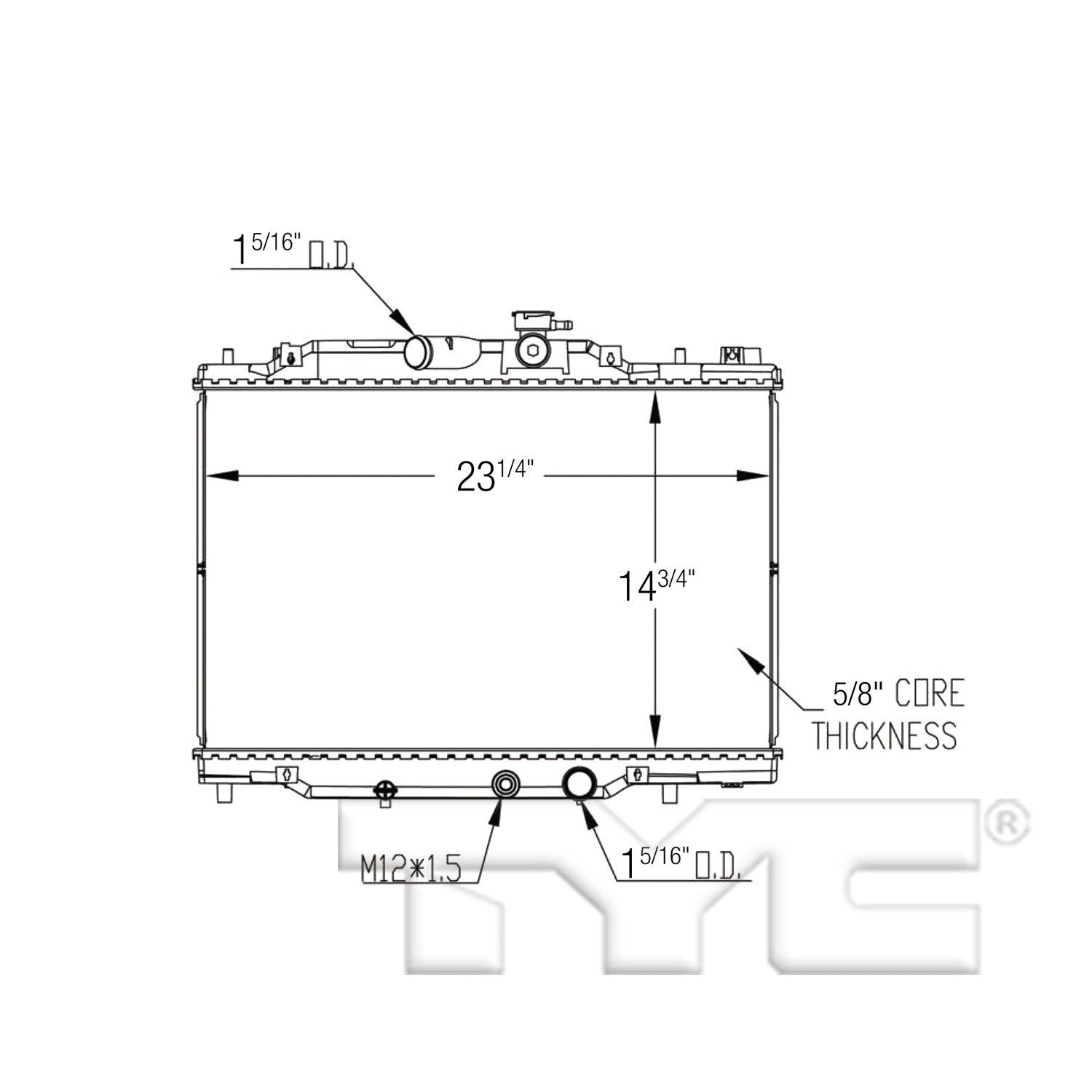 TYC TYC Radiator  top view frsport 13579