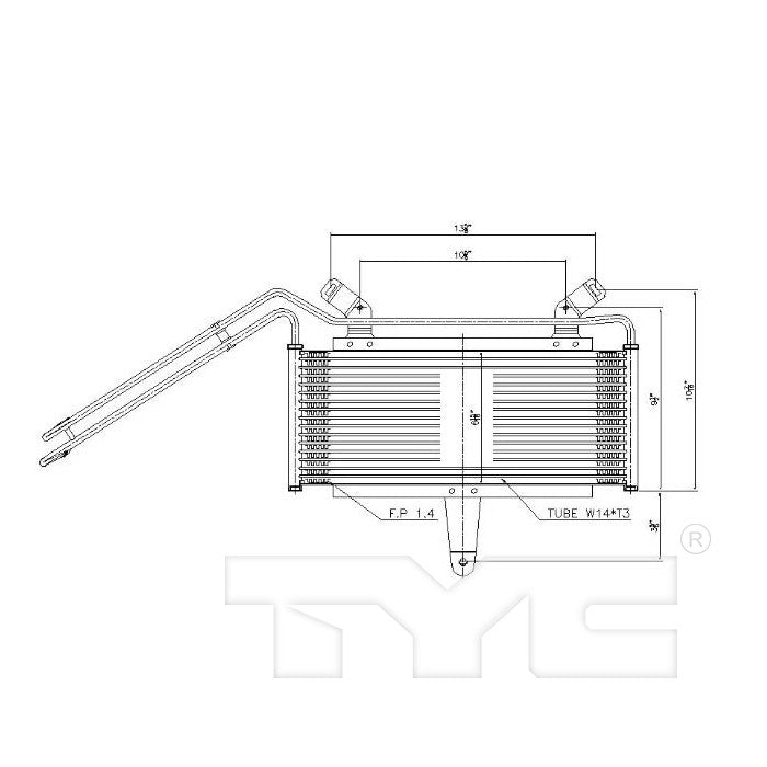 TYC Automatic Transmission Oil Cooler  top view frsport 19098