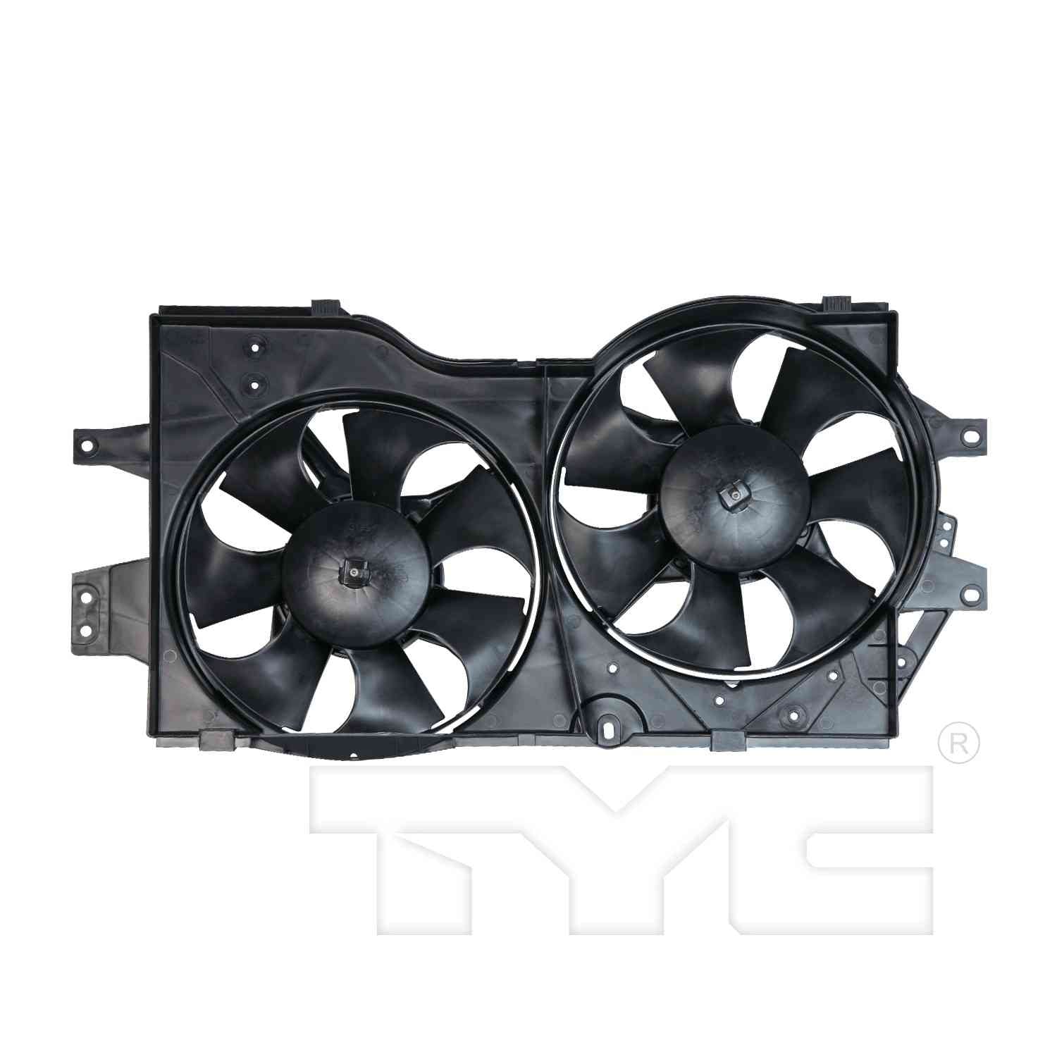 TYC Dual Radiator and Condenser Fan Assembly  top view frsport 620140