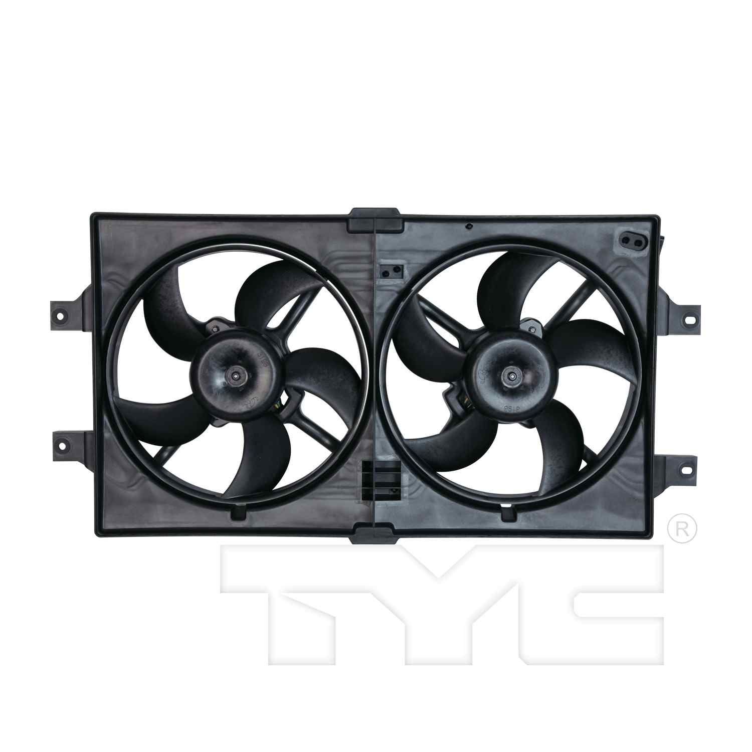 TYC Dual Radiator and Condenser Fan Assembly  top view frsport 620190