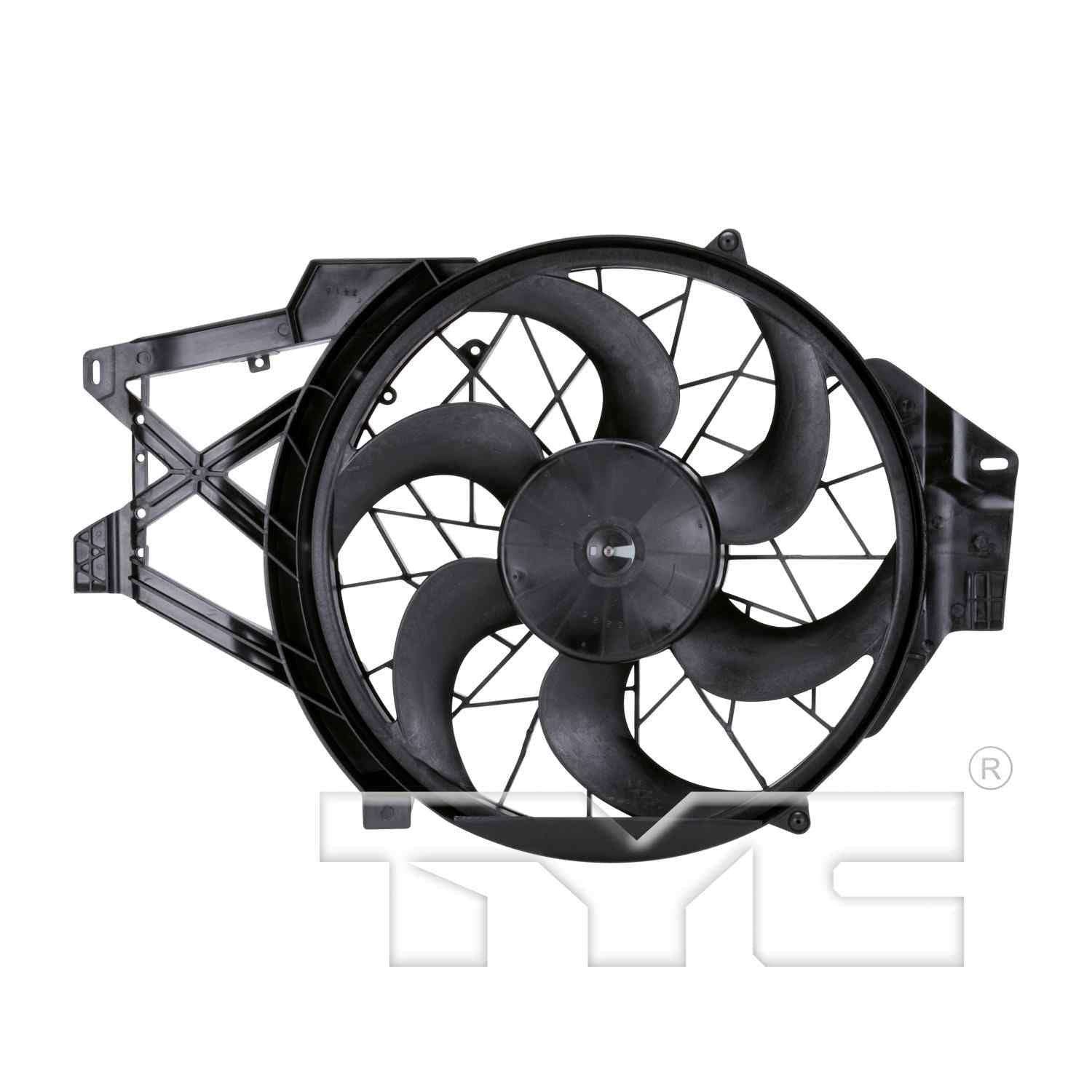 TYC Dual Radiator and Condenser Fan Assembly  top view frsport 620460