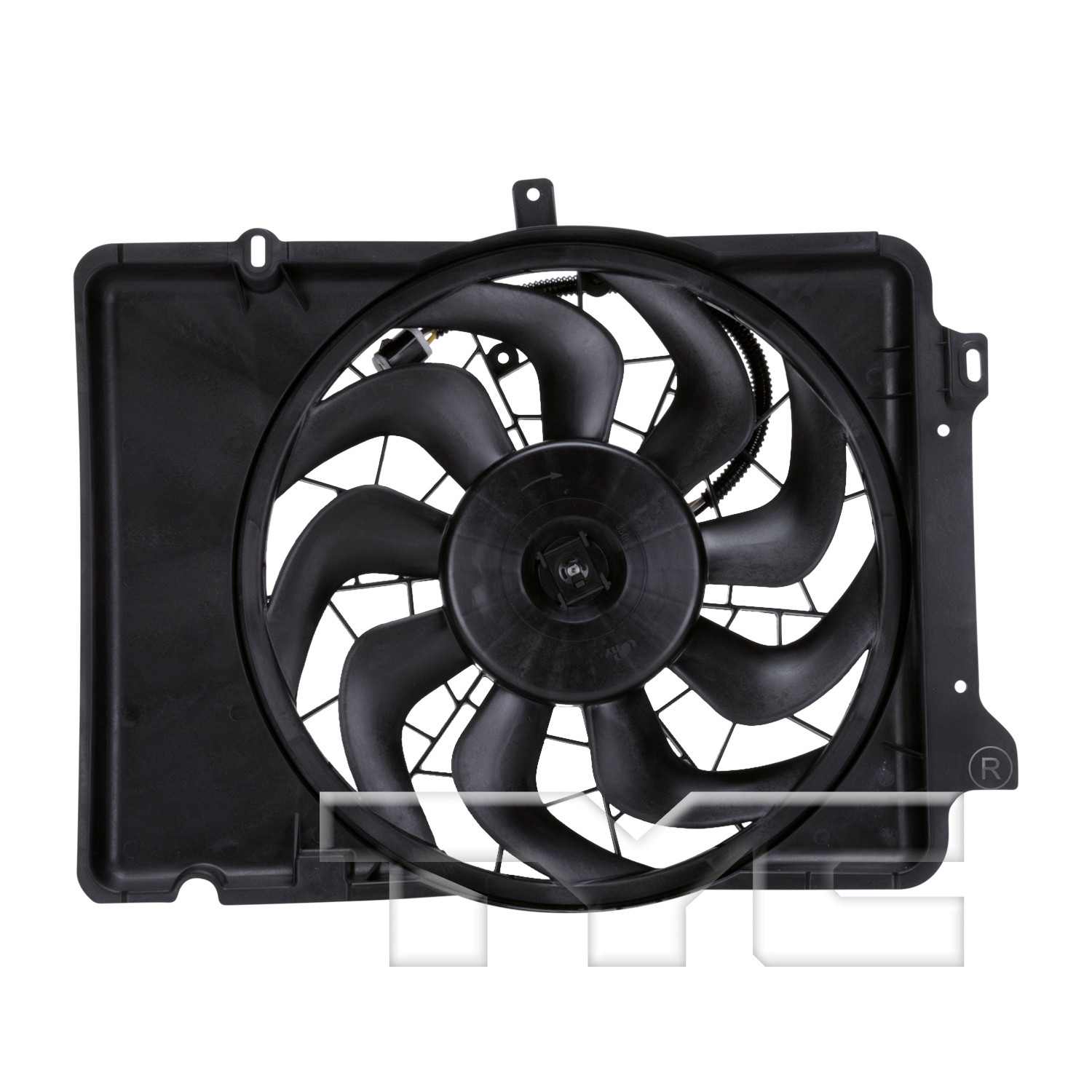 TYC Dual Radiator and Condenser Fan Assembly  top view frsport 620640