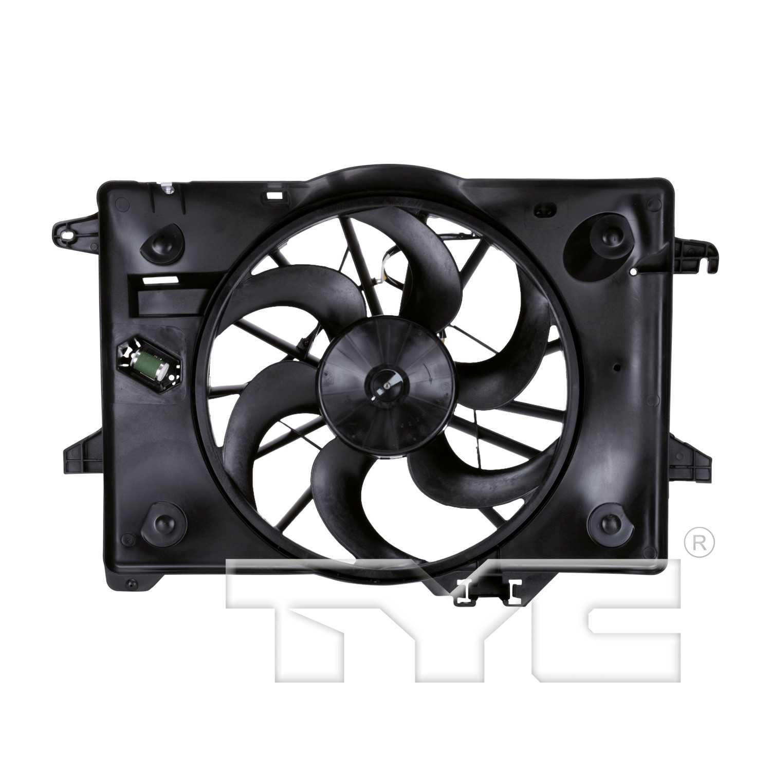 TYC Dual Radiator and Condenser Fan Assembly  top view frsport 620680