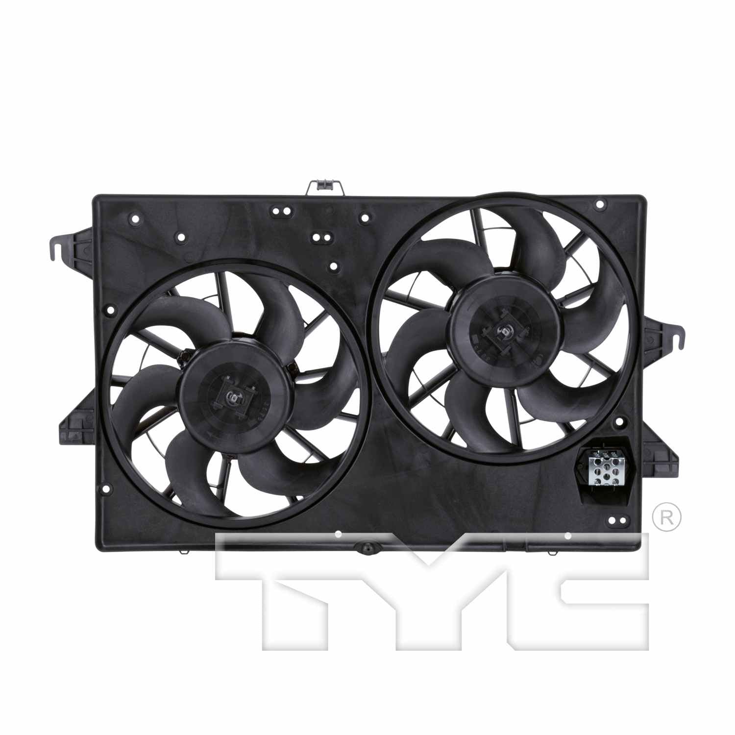 TYC Dual Radiator and Condenser Fan Assembly  top view frsport 620750