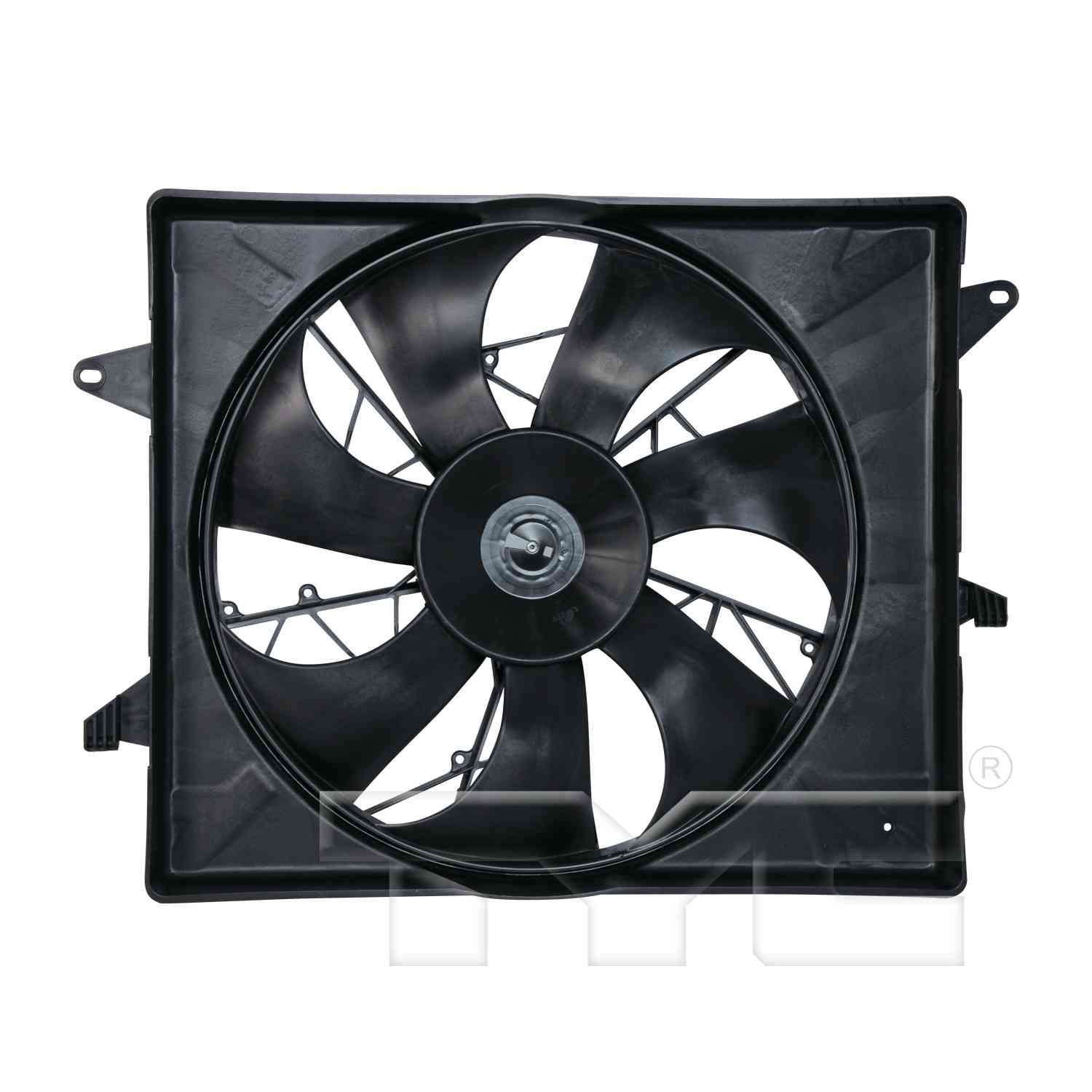 TYC Dual Radiator and Condenser Fan Assembly  top view frsport 620950