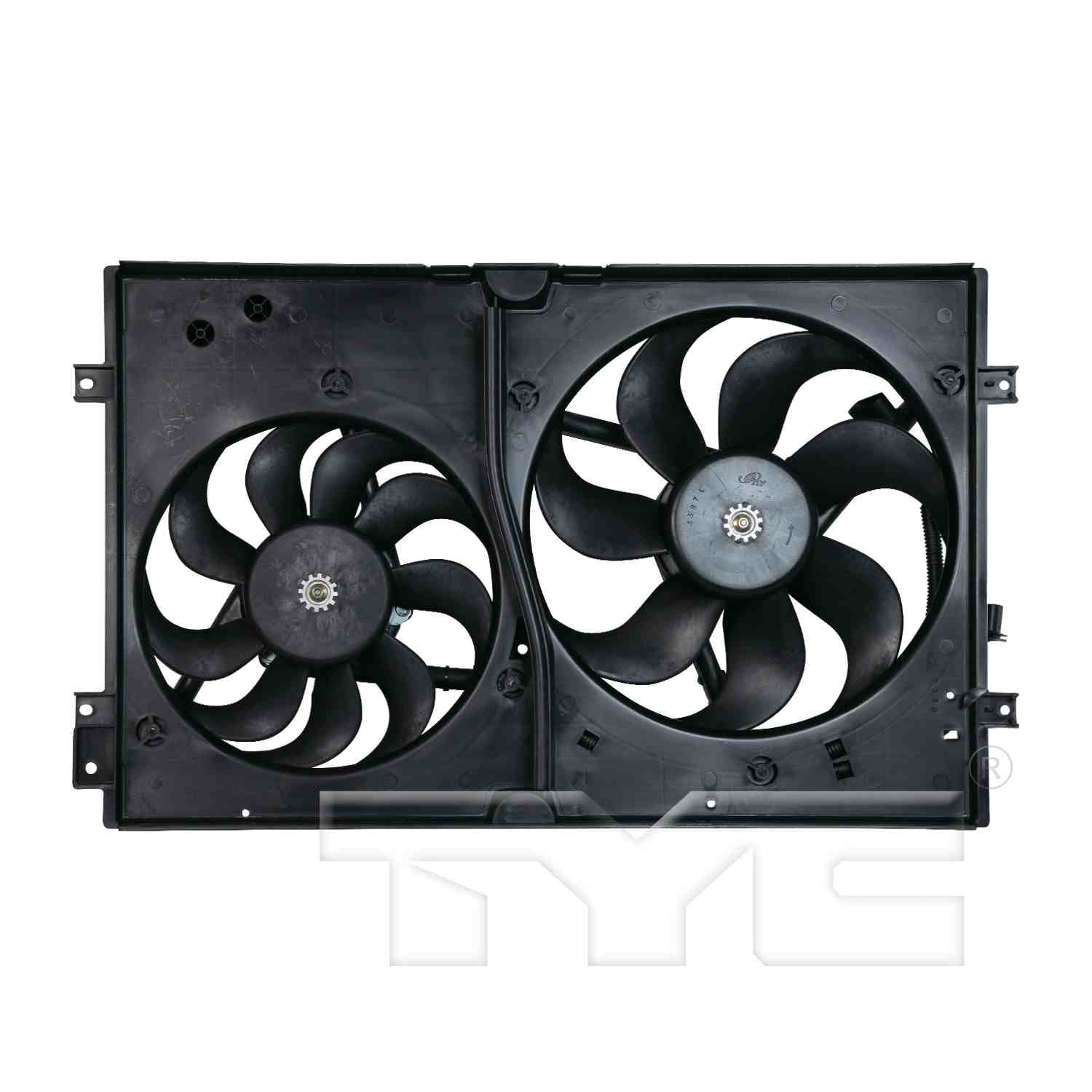 TYC Dual Radiator and Condenser Fan Assembly  top view frsport 620990