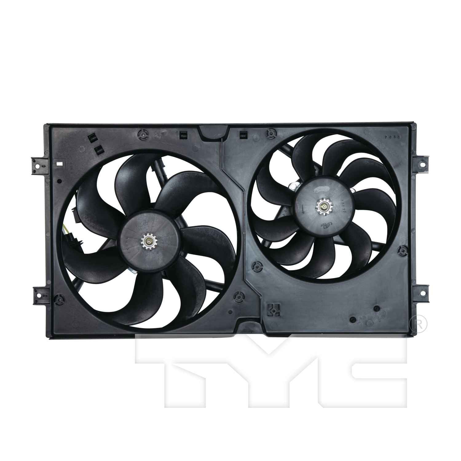 TYC Dual Radiator and Condenser Fan Assembly  top view frsport 621000