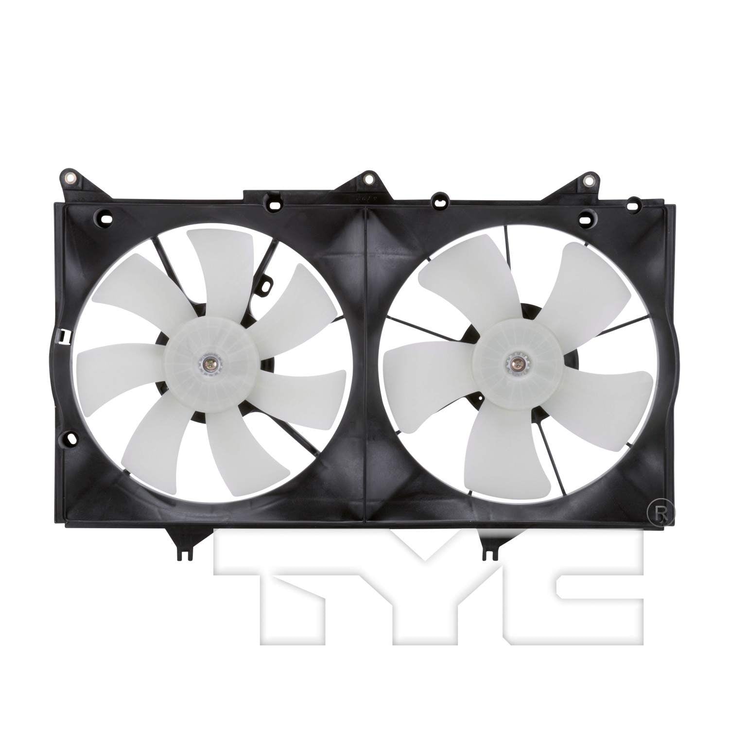 TYC Dual Radiator and Condenser Fan Assembly  top view frsport 621060