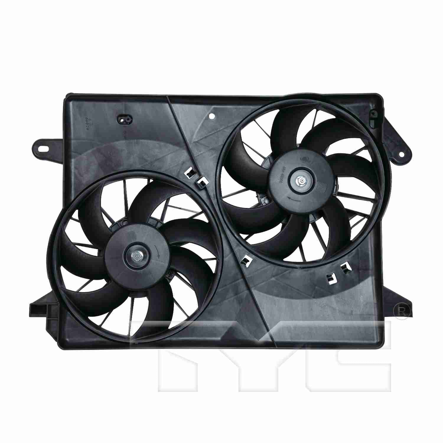 TYC Dual Radiator and Condenser Fan Assembly  top view frsport 621160