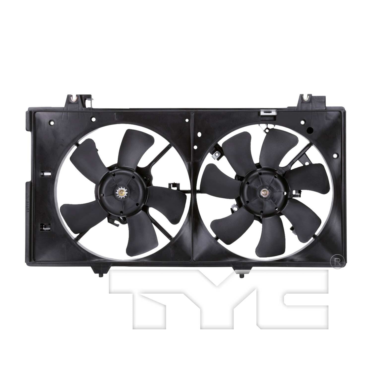 TYC Dual Radiator and Condenser Fan Assembly  top view frsport 621170