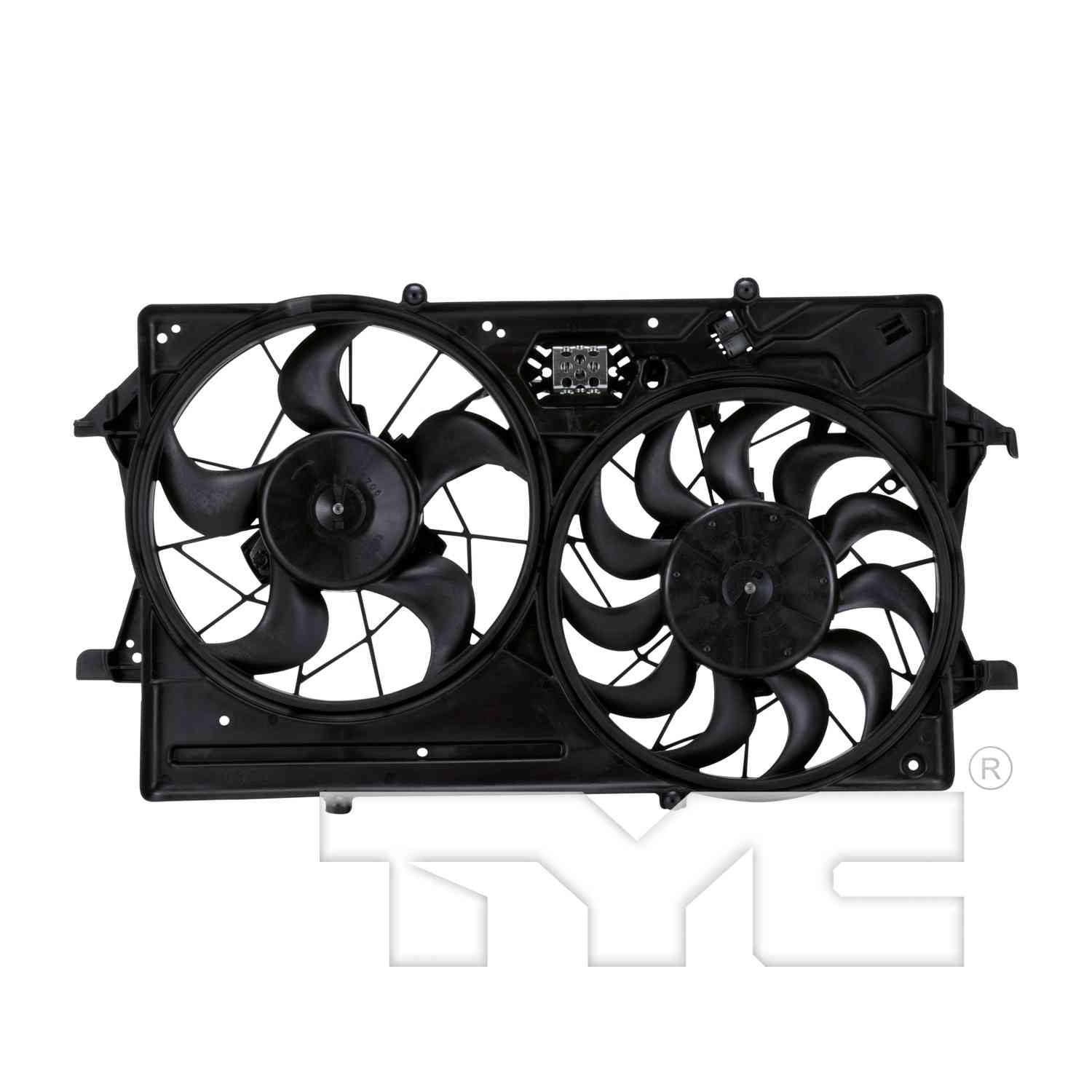 TYC Dual Radiator and Condenser Fan Assembly  top view frsport 621230